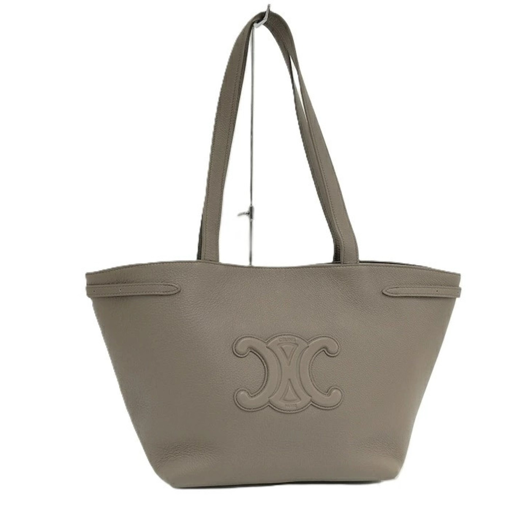 Celine Cabas Anais Cuilt Tote Bag Leather Greige Gray